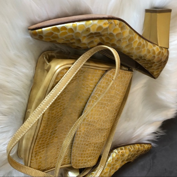 24 VINTAGE HEELS AND PURSE - crocodile style leather retro - Picture 3 of 17